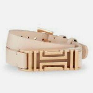 Tory Burch Fitbit Fret light pink leather double wrap buckle bracelet